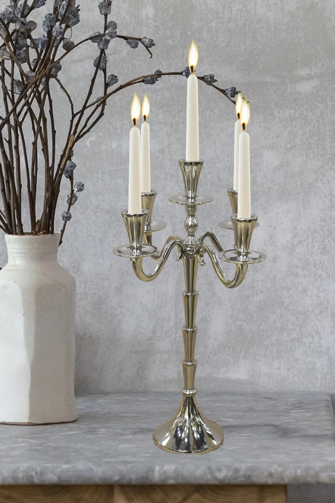 Silver Candelabra 5-light 7 high